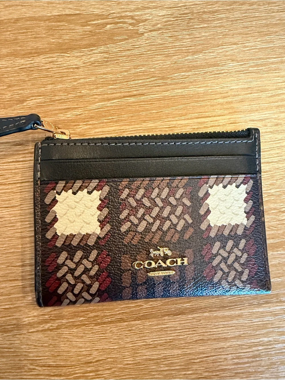 Coach Mini Skinny ID Case in Brushed Plaid Print